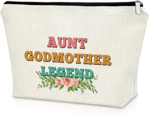 Godmother Aunt Gifts Makeup Bag Godmother Aunt Gifts for Birthday Godmother Mothers Day Gifts Cosmetic Bag Godmother Gifts from Godchild Thanksgiving Christmas Gift for Her Cosmetic Travel Pouch