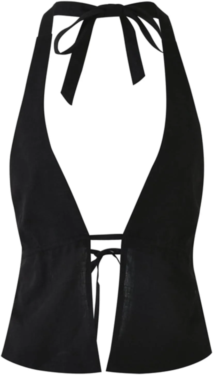 Goth Top Women Sexy V Neck Halter Punk Rock Clothes Grunge Open Back Sleeveless Vest Tank Top Party Club Outfit
