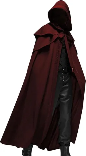 hhaappyy Men's Halloween Hooded Robe Cloak Full Length Cape Knight Fancy Cool Cosplay Costume Retro Gothic Hooded Cloak Capes