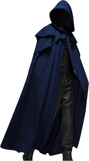 hhaappyy Men's Halloween Hooded Robe Cloak Full Length Cape Knight Fancy Cool Cosplay Costume Retro Gothic Hooded Cloak Capes