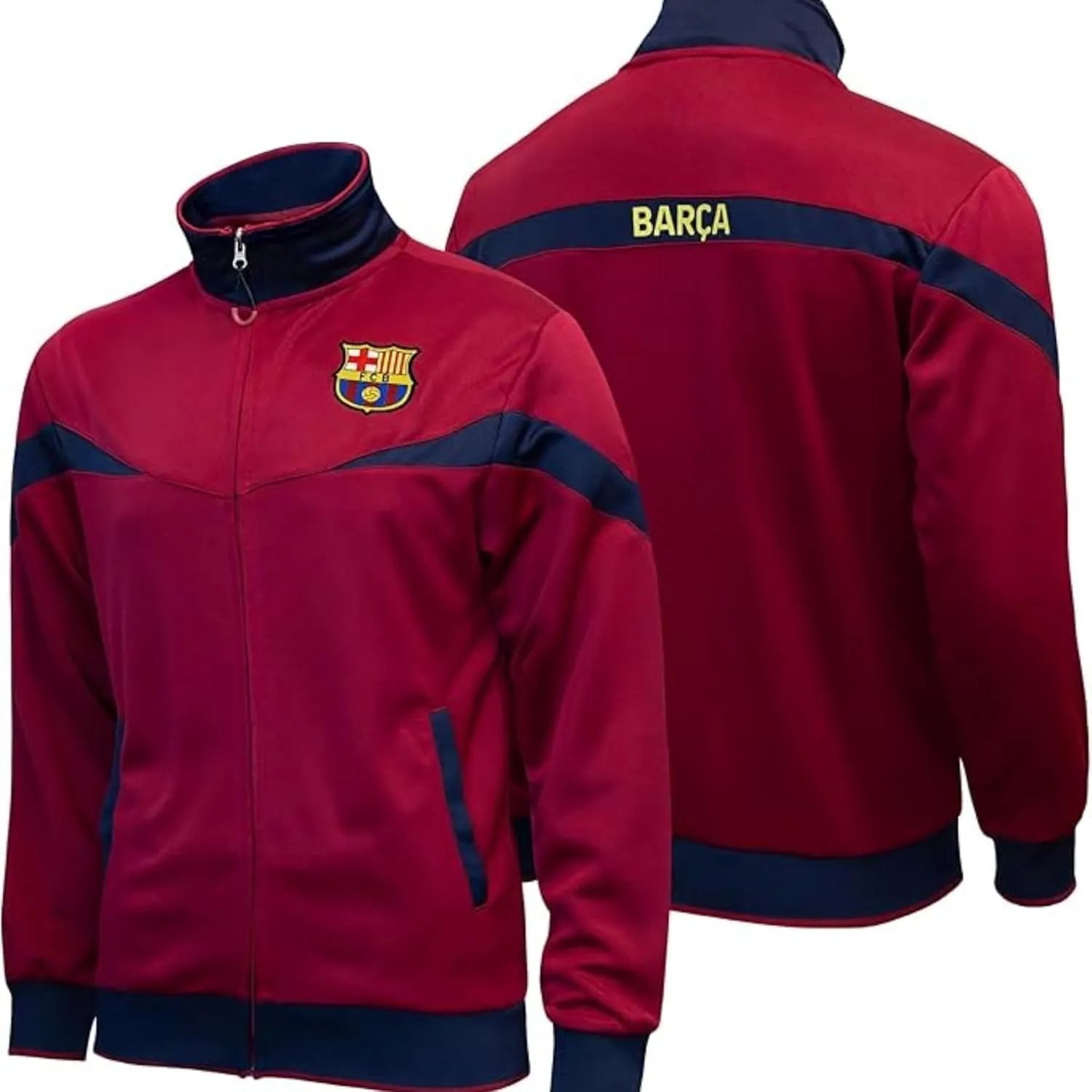 Icon Sports Officially Licensed FC Barcelona Adult Soccer Zip-Up Warm Up Track Jacket