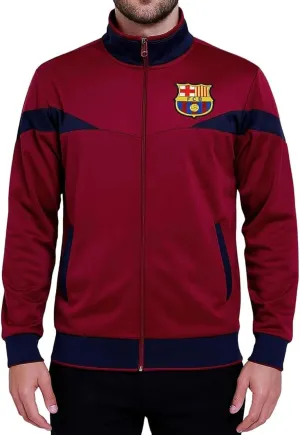 Icon Sports Officially Licensed FC Barcelona Adult Soccer Zip-Up Warm Up Track Jacket