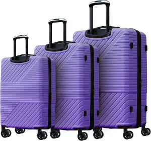 JCSD Durable Hardshell Luggage Set with Double Spinner Wheels, Lightweight Travel Suitcases 20" 24" 28" in Eye-catching Purple