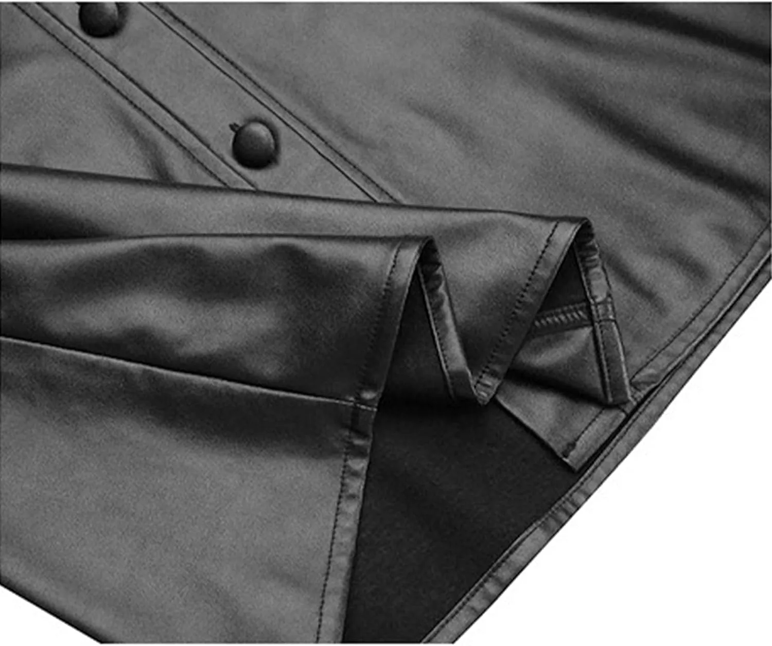 JEKE-DG Women's Button Down Loose Fit Outdoor Coat Classic Faux Leather Coat Jacket Lapel Lonf Sleeve Solid Outerwear