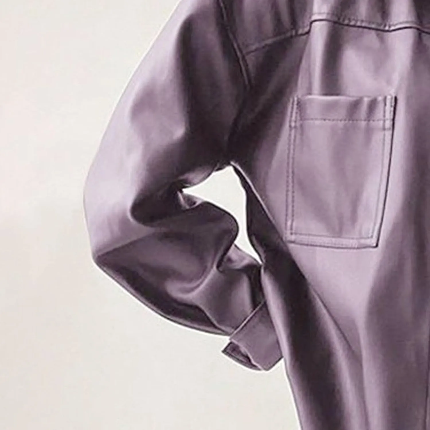 JEKE-DG Women's Button Down Loose Fit Outdoor Coat Classic Faux Leather Coat Jacket Lapel Lonf Sleeve Solid Outerwear