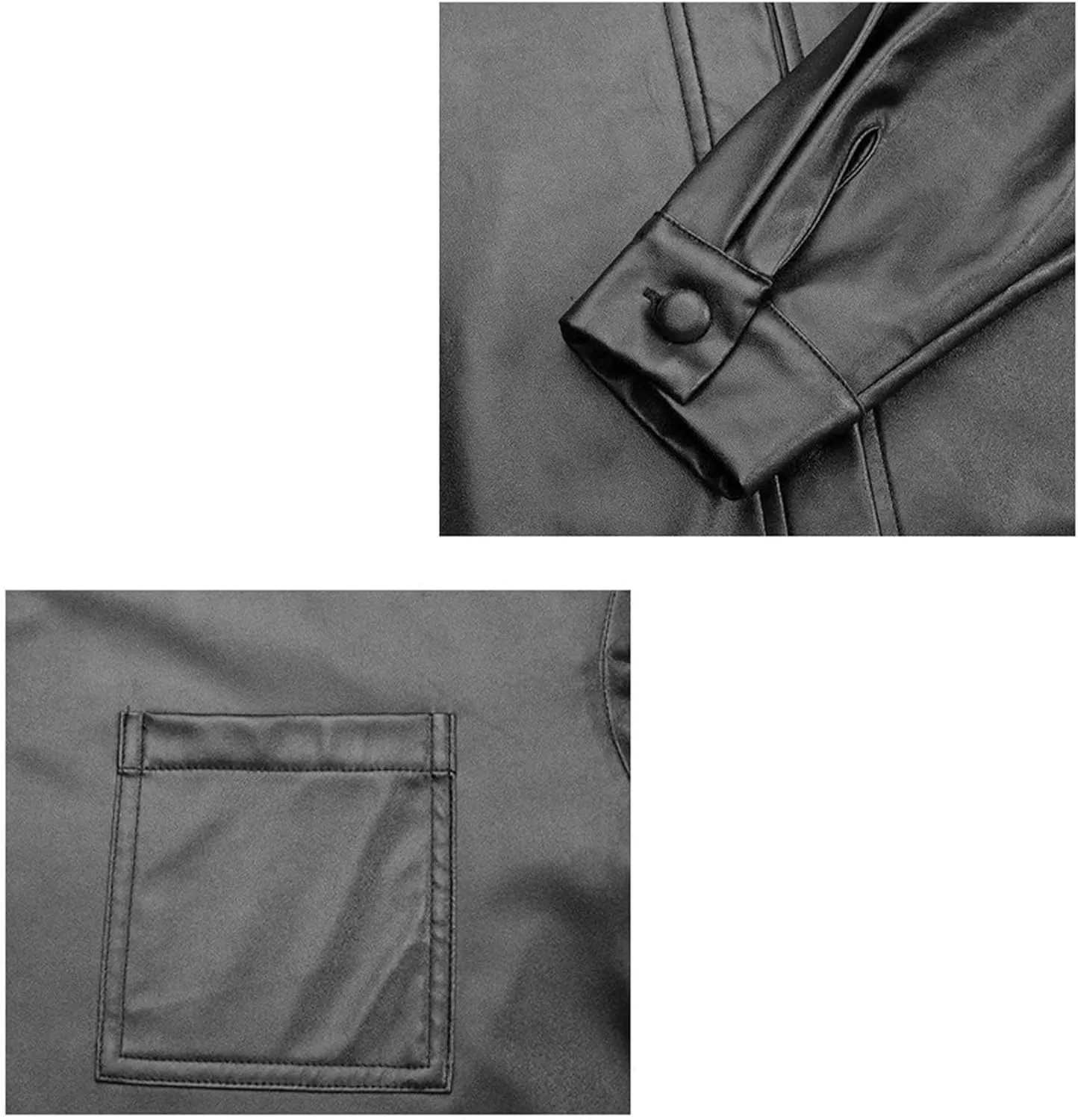 JEKE-DG Women's Button Down Loose Fit Outdoor Coat Classic Faux Leather Coat Jacket Lapel Lonf Sleeve Solid Outerwear