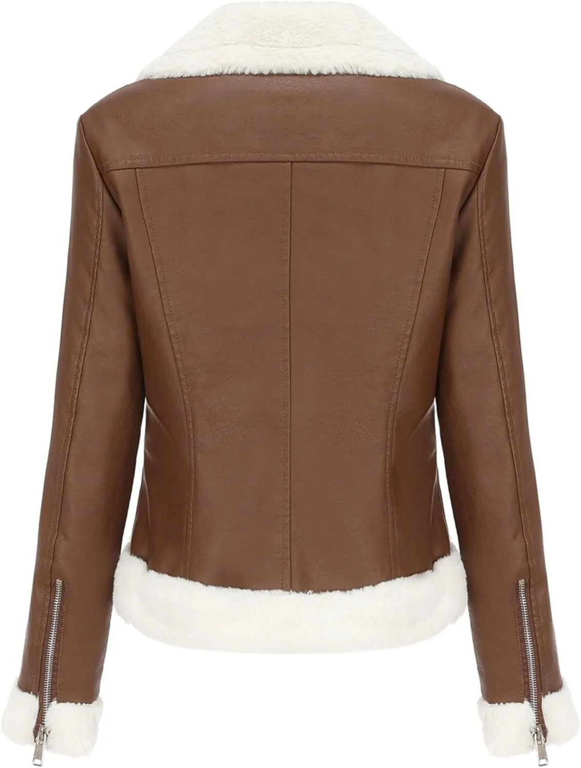 JEKE-DG Women's Lined Faux Leather Warm Coat Long Sleeve Slim Fit Casual Coat Jacket Asymmetrical Zip Comfort Winter Coats