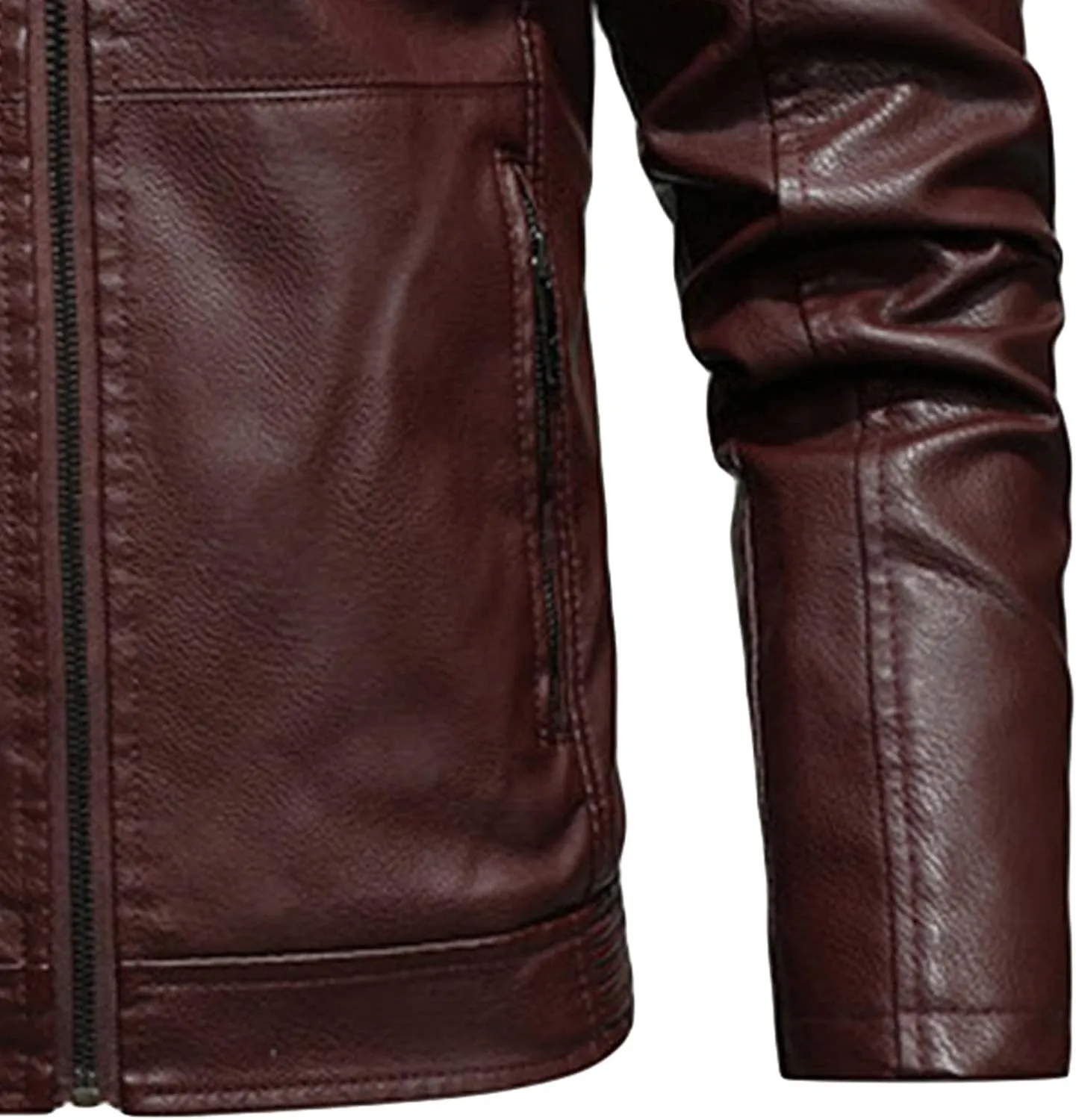 JEShifangjiusu Men'S Sheepskin Shearling Hooded PU Leather Padded Jacket Aviator Coat Winter Motorcycle Biker Bomber Jacket