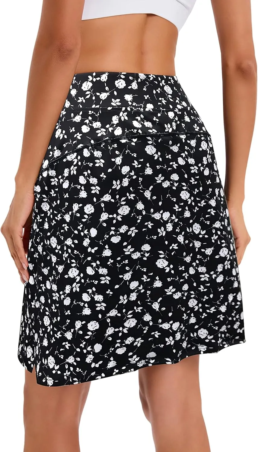 Jhsnjnr Women's Tennis Skirt Casual Knee Length Golf Skirts with Pockets Workout Athletic Skort