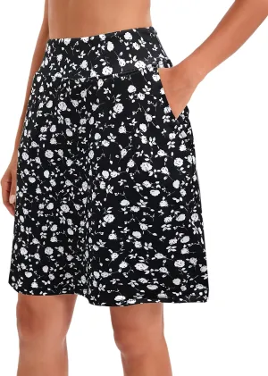 Jhsnjnr Women's Tennis Skirt Casual Knee Length Golf Skirts with Pockets Workout Athletic Skort