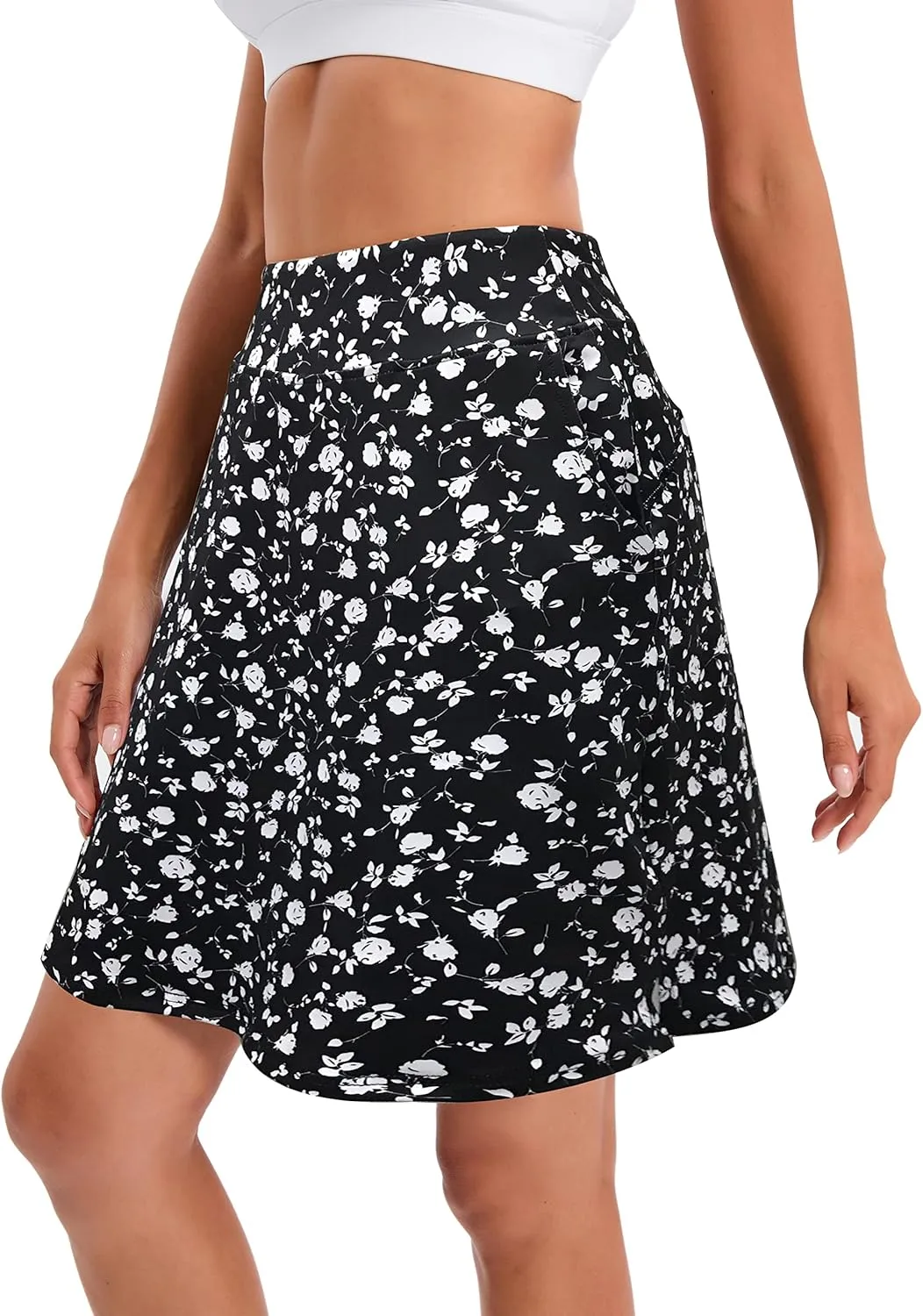 Jhsnjnr Women's Tennis Skirt Casual Knee Length Golf Skirts with Pockets Workout Athletic Skort