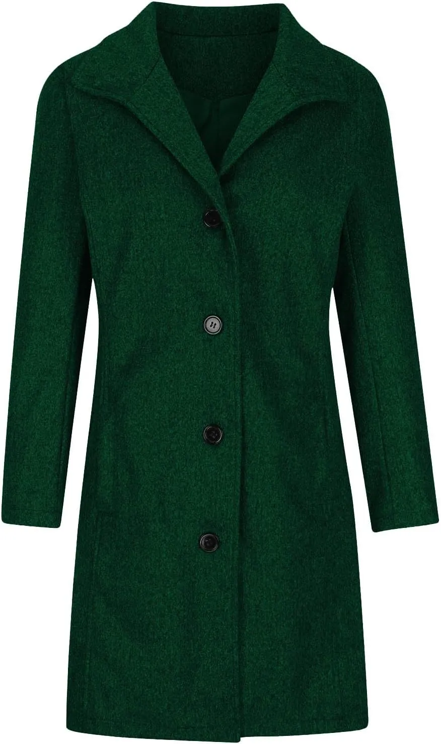 jsaierl Women's Warm Single Breasted Peacoat Mid Long Trench Coat Fall Winter Fashion Elegant Jackets Overcoat Windbreaker
