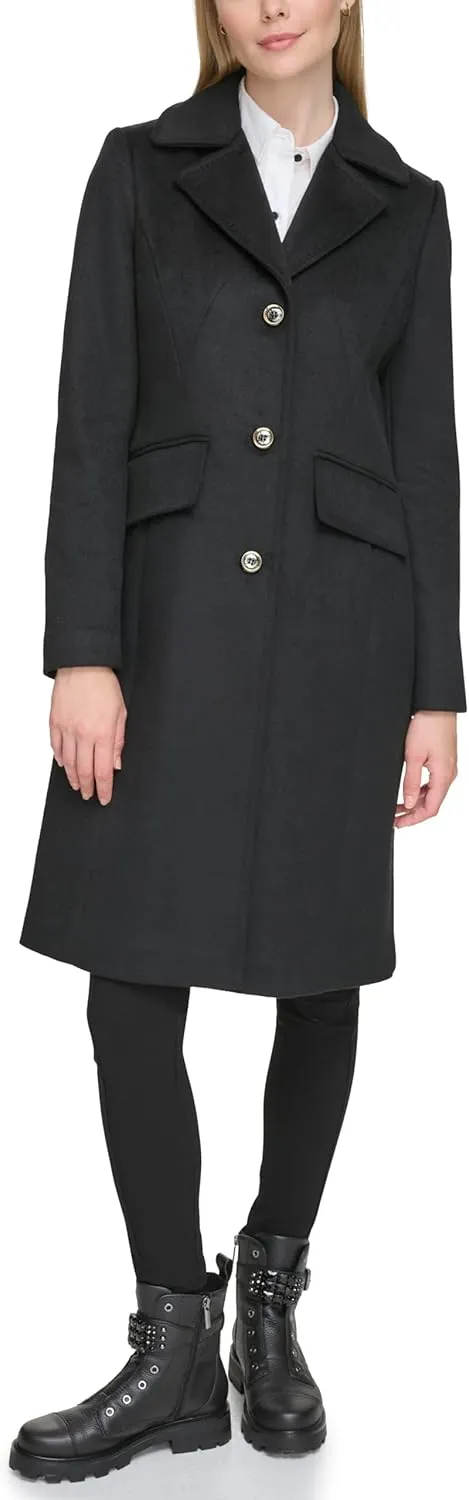 Karl Lagerfeld Paris Women's Luxe Twill Classic Stitch Coat