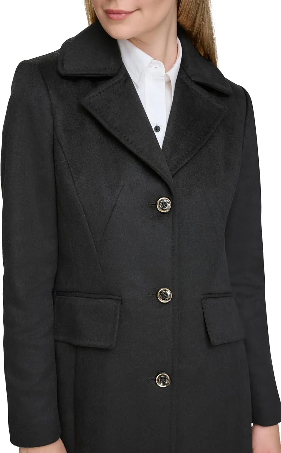 Karl Lagerfeld Paris Women's Luxe Twill Classic Stitch Coat