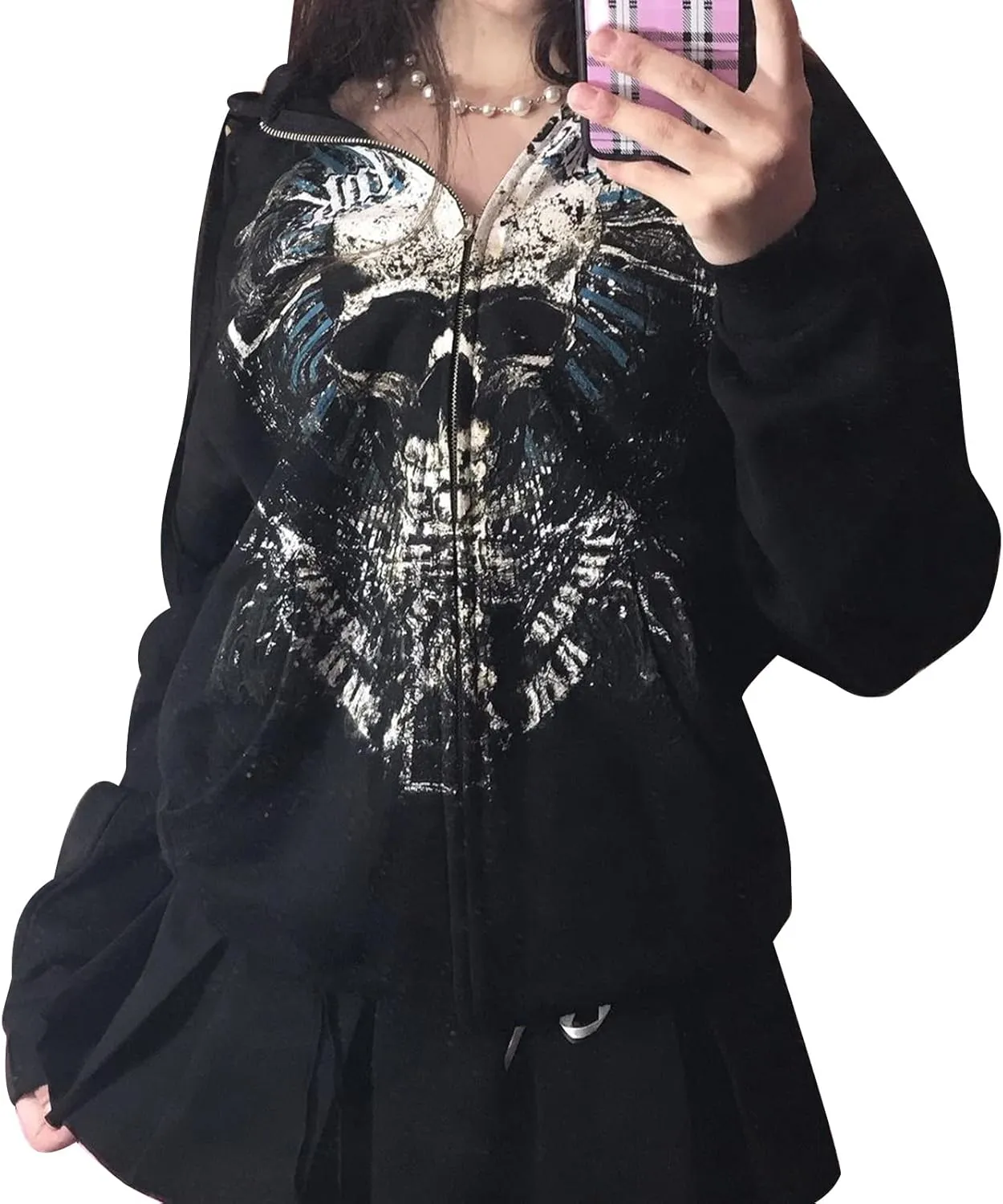 KOSUSANILL Women Y2K Zip Up Hoodie Long Sleeve Fairy Grunge Graphic Sweatshirt Vintage Aesthetic Jacket Oversized Streetwear