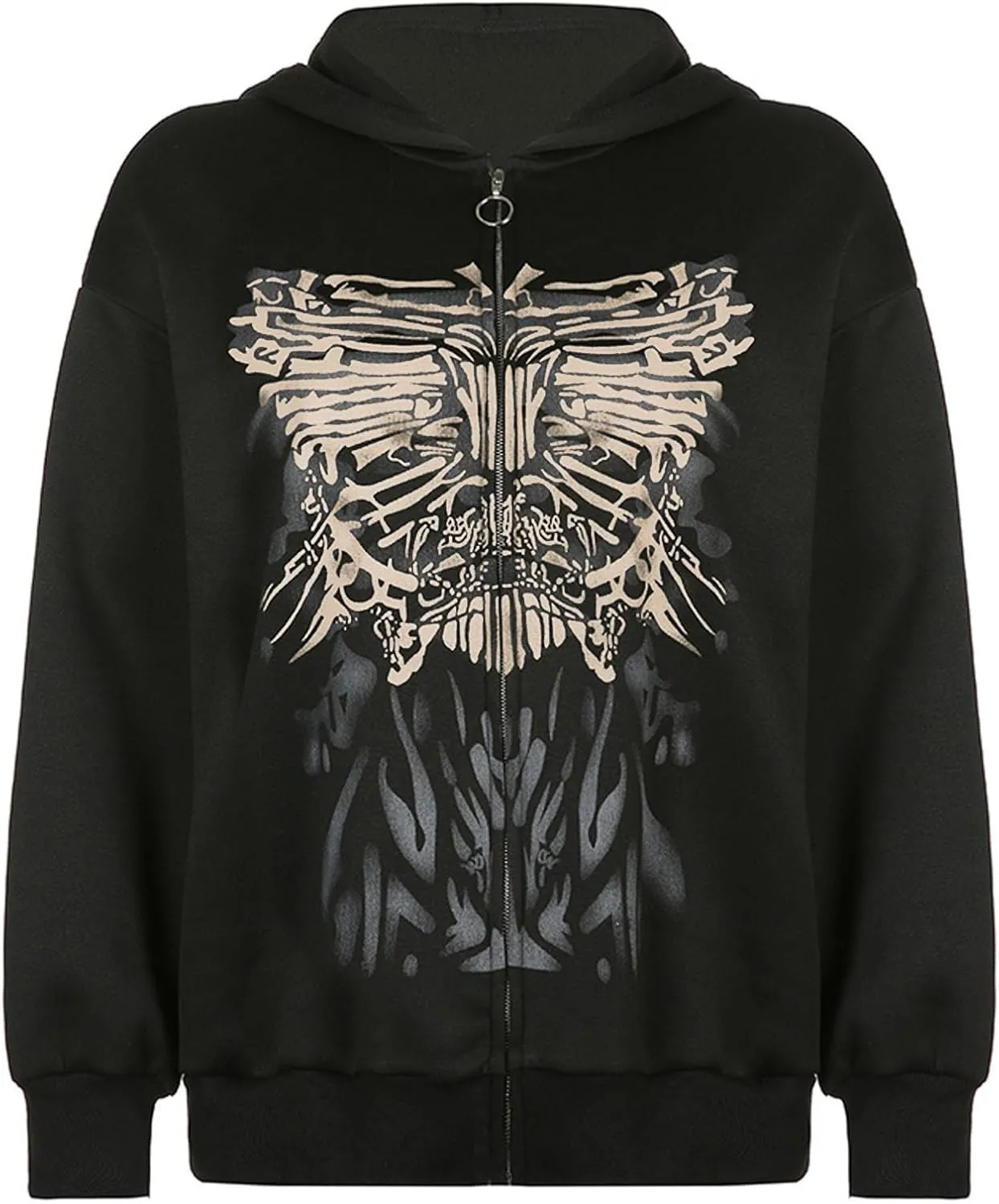 KOSUSANILL Women Y2K Zip Up Hoodies Grunge Graphic Oversized Jacket Goth Aesthetic Vintage Hooded Sweatshirt Streetwear