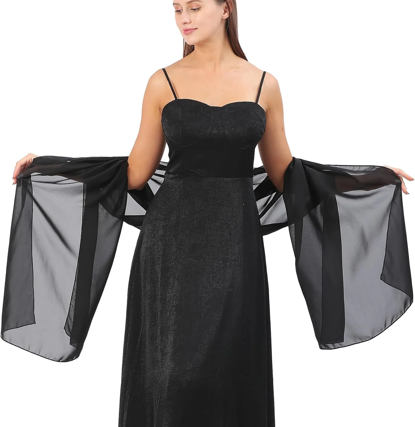 Ladiery Women Chiffon Shawls and Wraps for Evening Dresses, Elegant Soft Sheer Chiffon Stole Bride Wedding Scarf