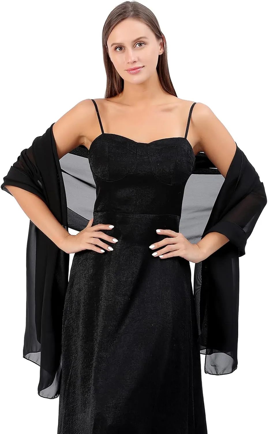 Ladiery Women Chiffon Shawls and Wraps for Evening Dresses, Elegant Soft Sheer Chiffon Stole Bride Wedding Scarf