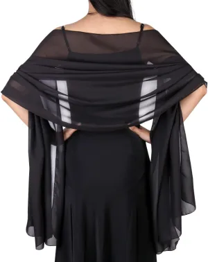 Ladiery Women Chiffon Shawls and Wraps for Evening Dresses, Elegant Soft Sheer Chiffon Stole Bride Wedding Scarf