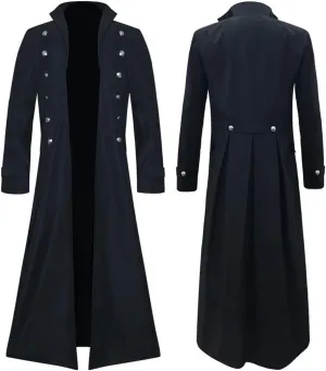 LANGWEI Steampunk Halloween Costume, Medieval Fantasy Witcher Trench Coat Men's Victorian Gothic Cosplay Jacket