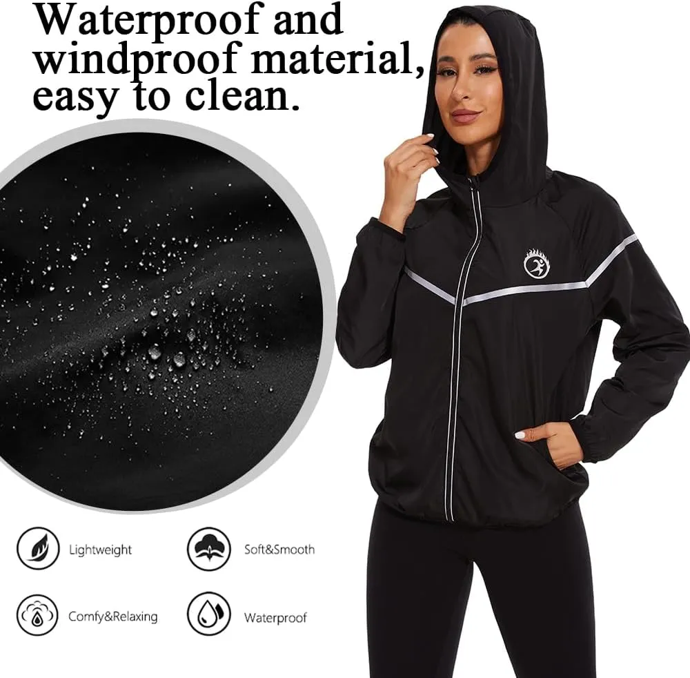 LAZAWG Women Rain Jacket Lightweight Waterproof Hooded Raincoat Windbreaker for Outdoor
