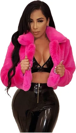 LCMTWX Womens Winter Outerwear Faux Fur Fashion Elegant Coat Pelt Thick Warm Women's Coat Long Sleeve Pockets Shaggy Faux