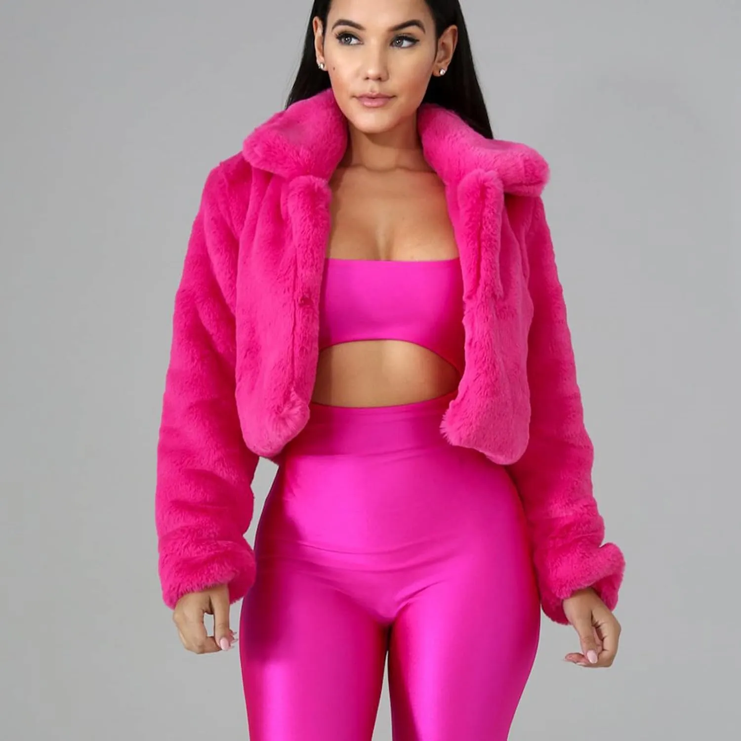 LCMTWX Womens Winter Outerwear Faux Fur Fashion Elegant Coat Pelt Thick Warm Women's Coat Long Sleeve Pockets Shaggy Faux