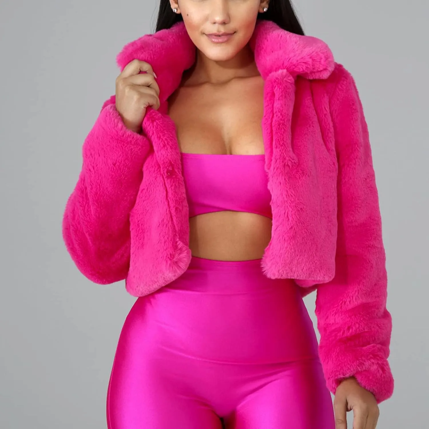 LCMTWX Womens Winter Outerwear Faux Fur Fashion Elegant Coat Pelt Thick Warm Women's Coat Long Sleeve Pockets Shaggy Faux