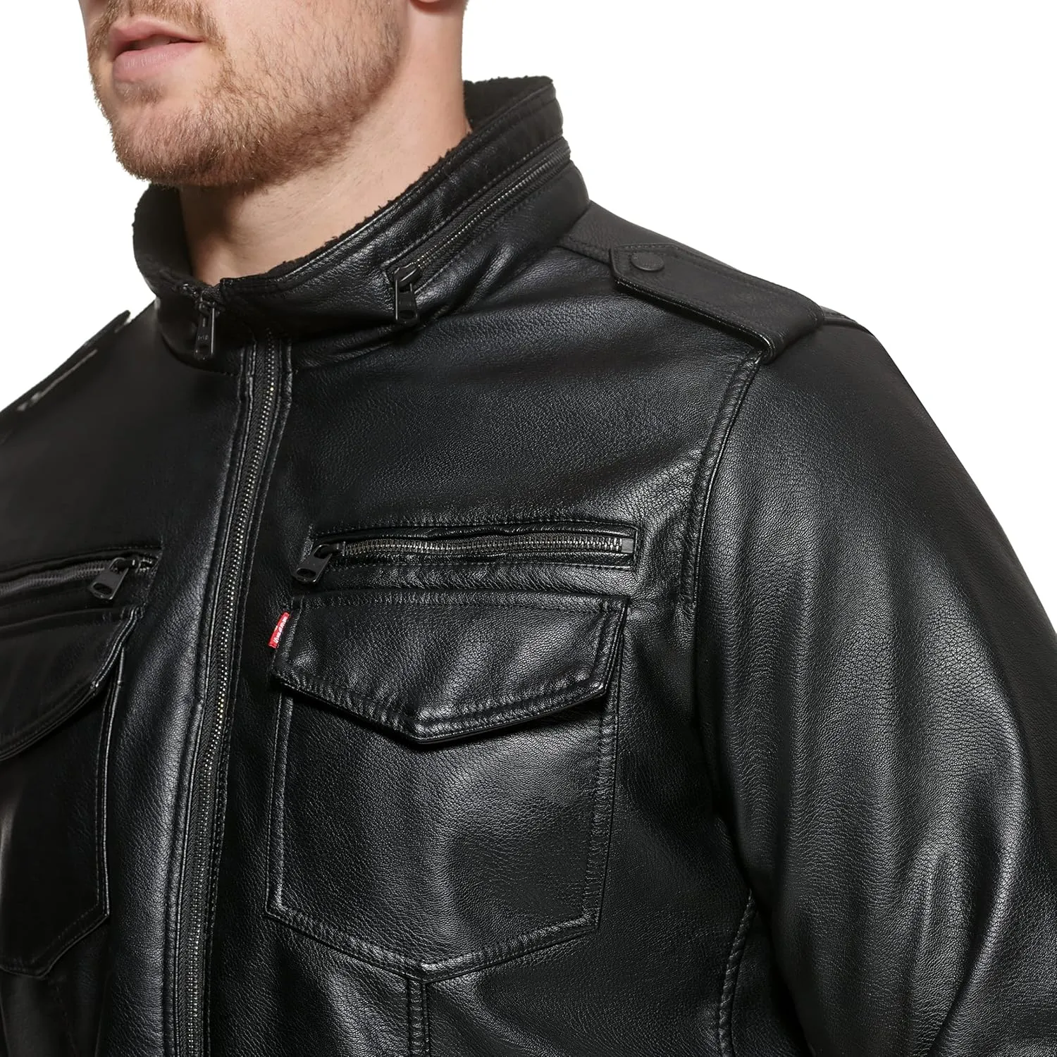 Levi's Mens Faux Leather Aviator Bomber Jacket (Regular & Big & Tall Sizes)