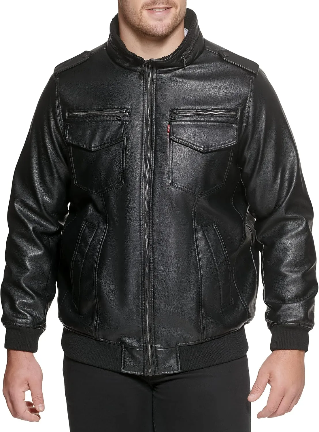 Levi's Mens Faux Leather Aviator Bomber Jacket (Regular & Big & Tall Sizes)