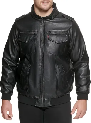 Levi's Mens Faux Leather Aviator Bomber Jacket (Regular & Big & Tall Sizes)