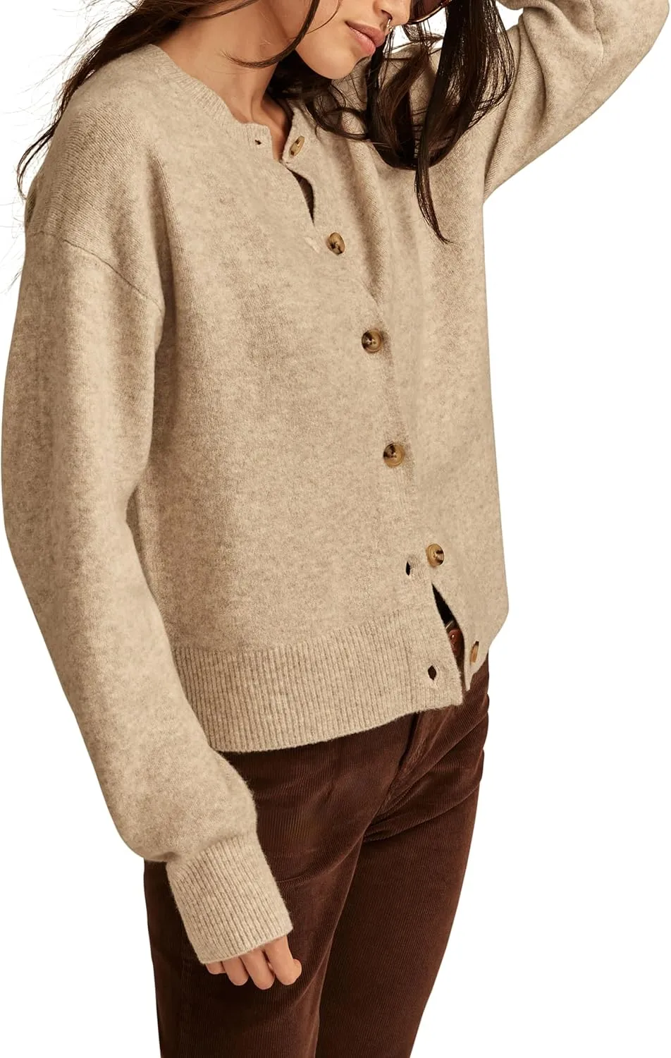 Lucky Brand Women's Cloudsoft Crew Neck Cardigan