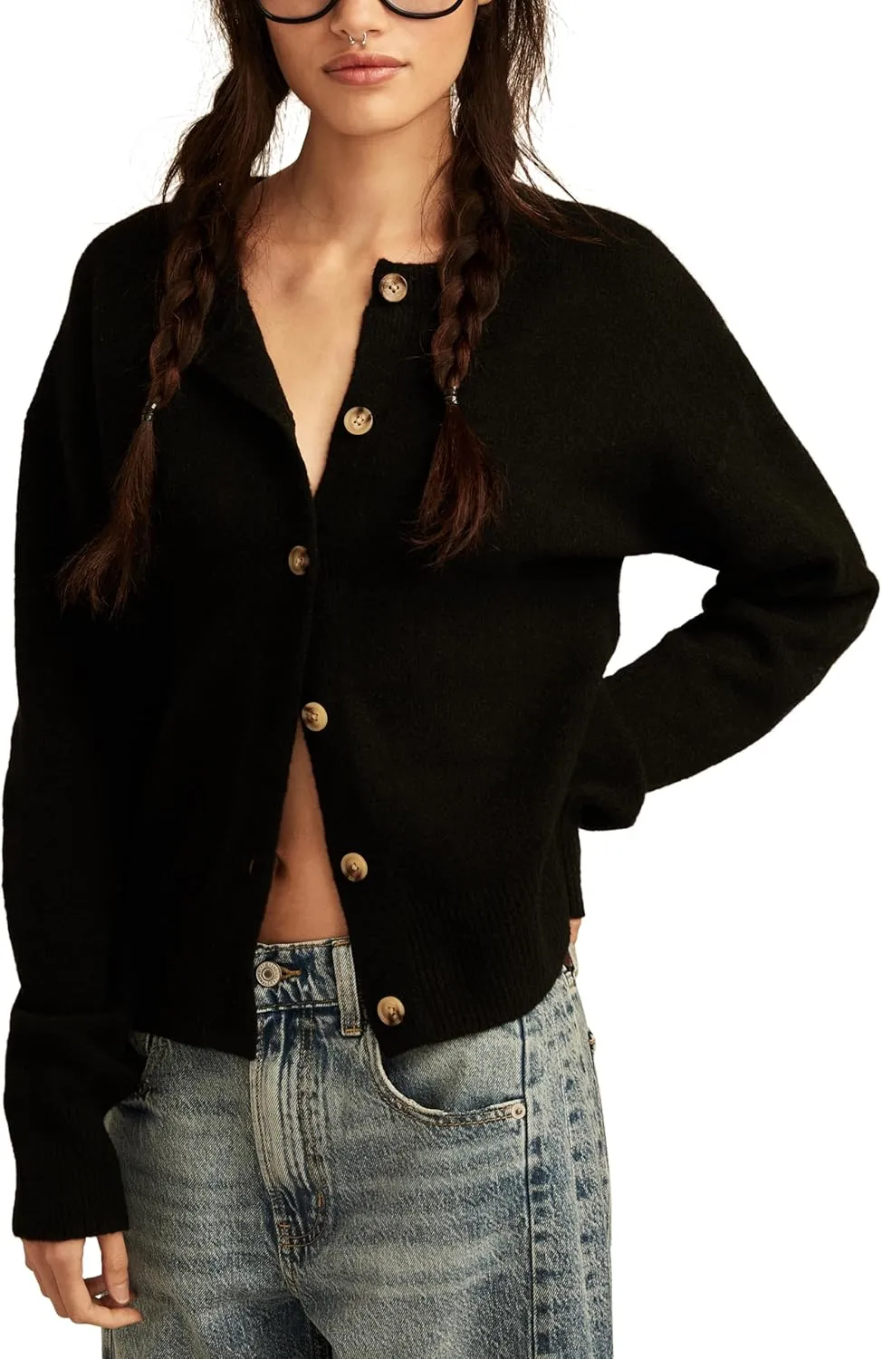 Lucky Brand Women's Cloudsoft Crew Neck Cardigan