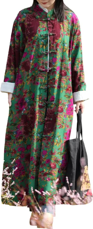 LUZU JUNU Women's Trench Coat Floral Print Jacket Cottagecore Clothing Casual Plus Size multicolored Outerwear