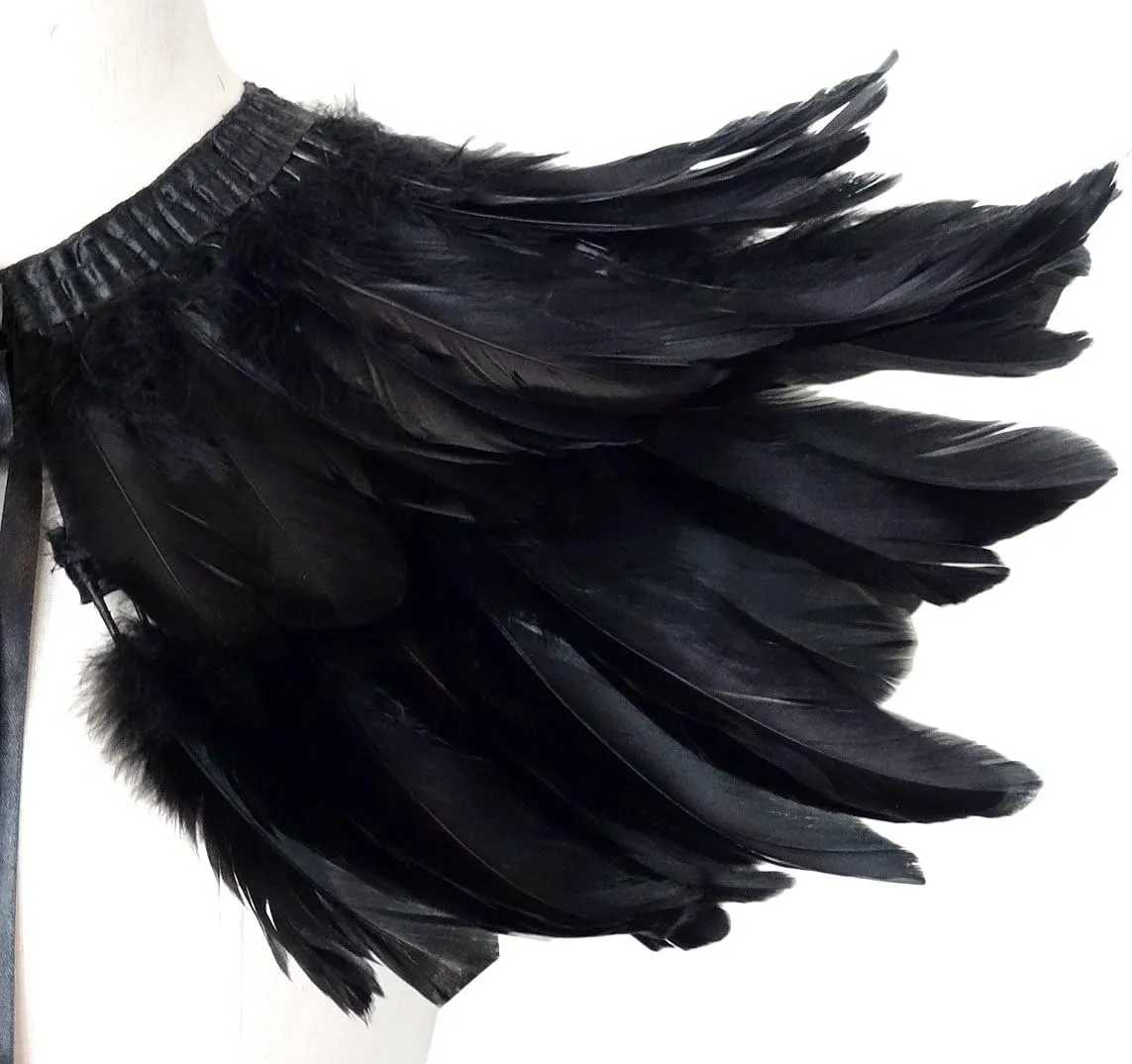 L'VOW Gothic Black Feather Shrug Cape Shawl Halloween Costume for Men