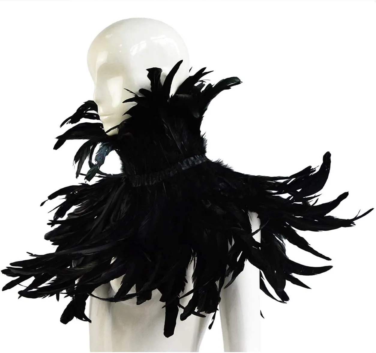L'VOW Gothic Black Feather Shrug Cape Shawl Halloween Costume for Men