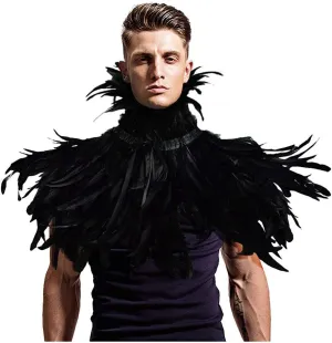L'VOW Gothic Black Feather Shrug Cape Shawl Halloween Costume for Men