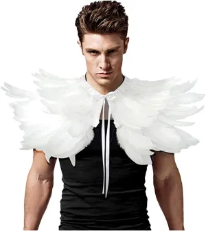 L'VOW Gothic Black Feather Shrug Cape Shawl Halloween Costume for Men