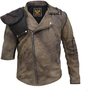 Mad 4 Fury Road Movie Costume - Tom Australian Distressed hardy Brown Max Biker Jacket - Motorcycle Leather Jacket for Mens