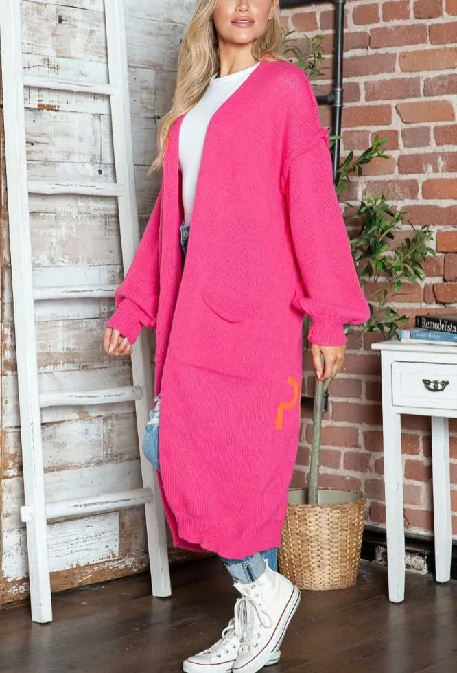 MAICOSY Women's Love Peace Graphic Oversized Cardigan Long Sleeve