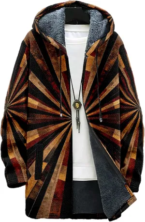 MARSVOVO Ethnic Retro Mens Hooded Cloak Cardigan Long Fleece Lined Slim Fitted Casual Warm Outwear Jacket with Pockets