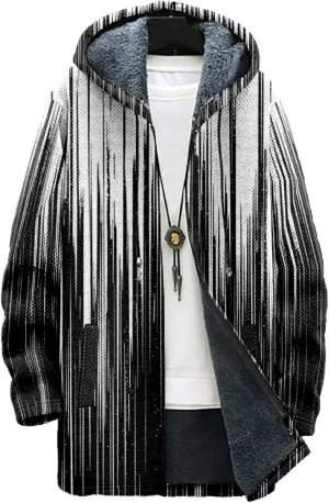 MARSVOVO Ethnic Retro Mens Hooded Cloak Cardigan Long Fleece Lined Slim Fitted Casual Warm Outwear Jacket with Pockets