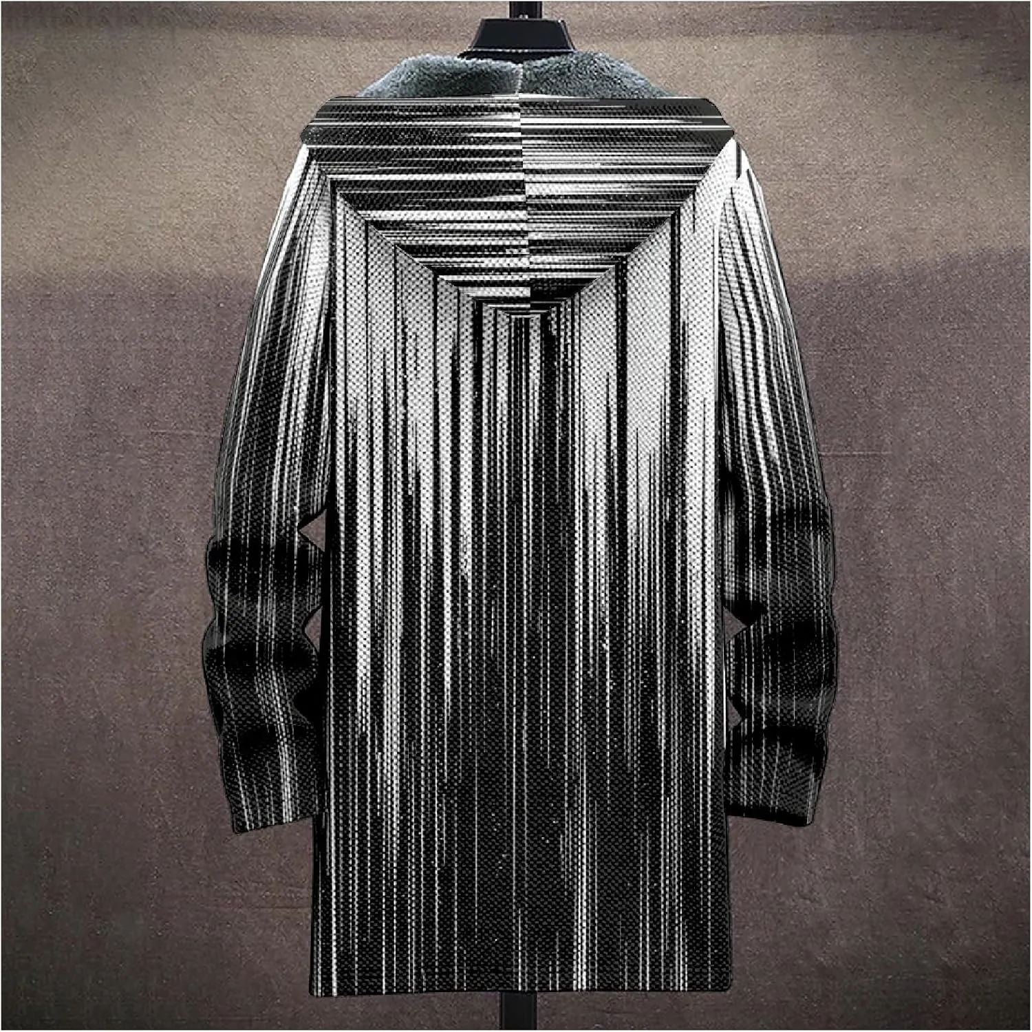 MARSVOVO Ethnic Retro Mens Hooded Cloak Cardigan Long Fleece Lined Slim Fitted Casual Warm Outwear Jacket with Pockets