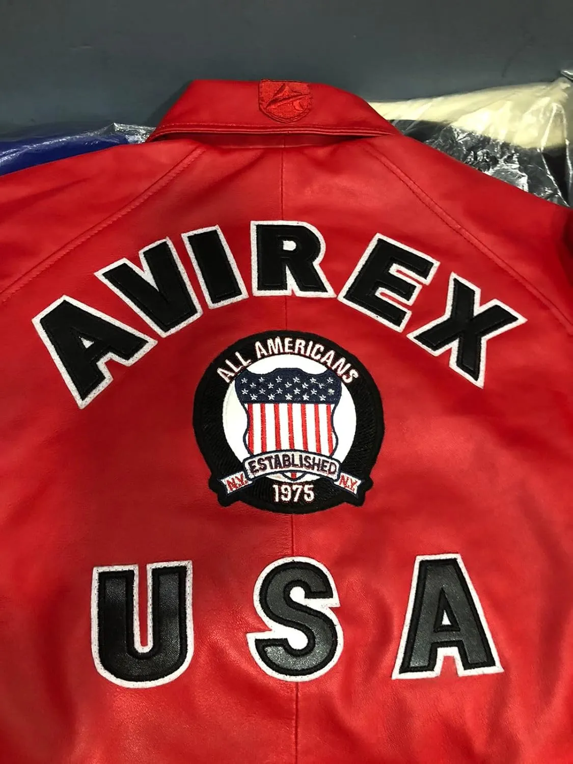 Men pilot Shirt Style Red Avirex real leather jacket|iconic Air force flying bomber jacket for Men(replica)