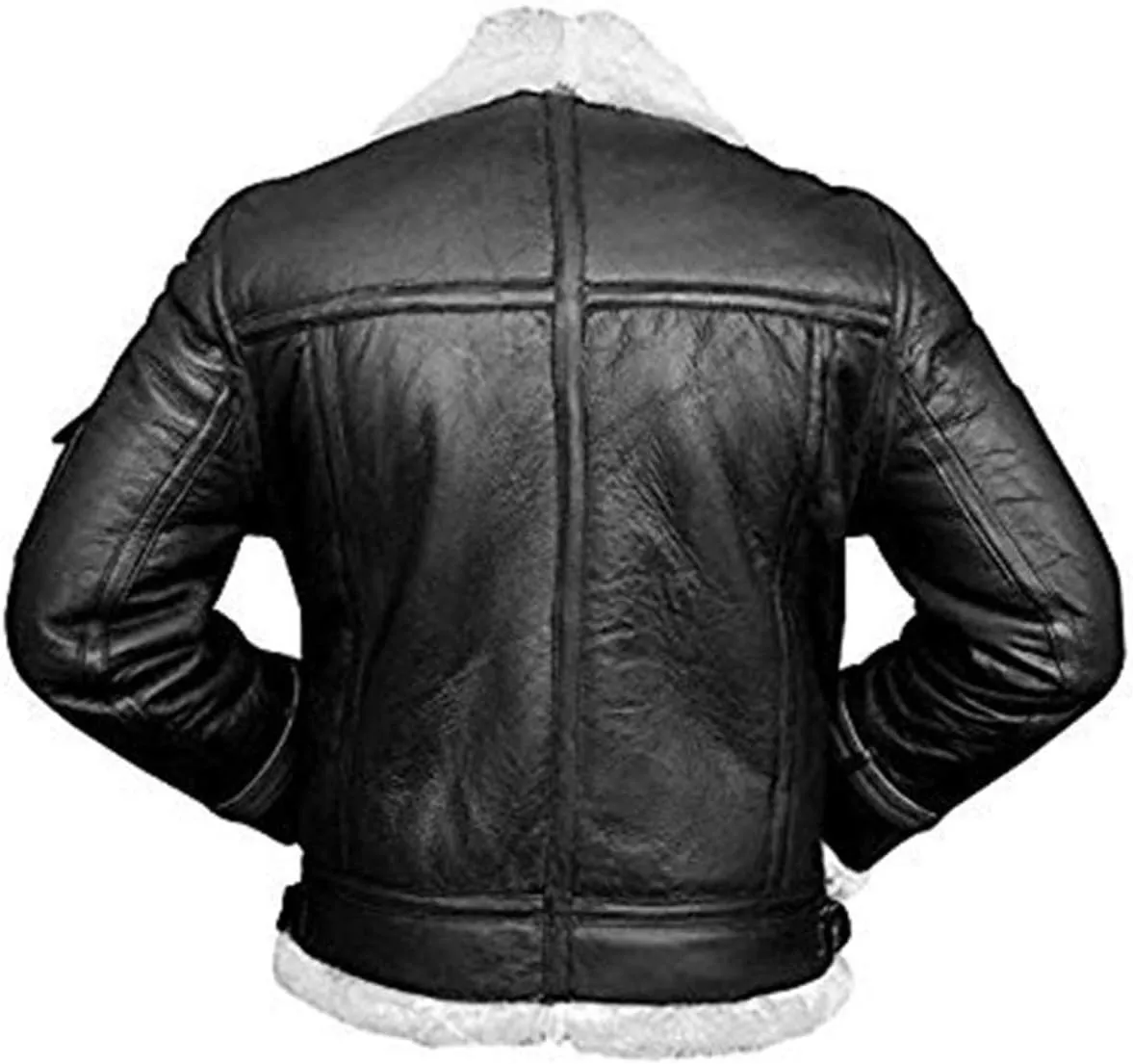 Men RAF B3 Aviator Jacket Flight Pilot Faux Fur Shearling Genuine Sheepskin Leather Winter Jacket