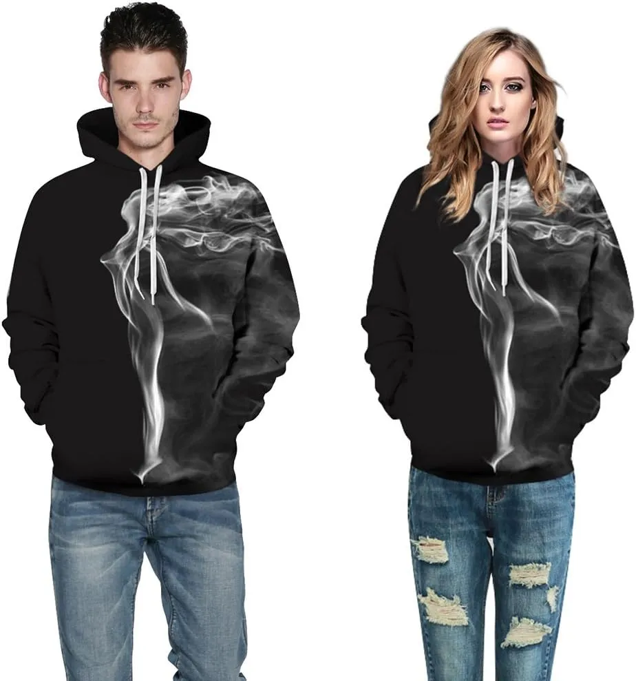 Men Women Unisex Hoodies Novelty 3D Print Graphic Hooded Pullover Sweatshirt with Pocket