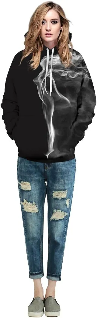 Men Women Unisex Hoodies Novelty 3D Print Graphic Hooded Pullover Sweatshirt with Pocket