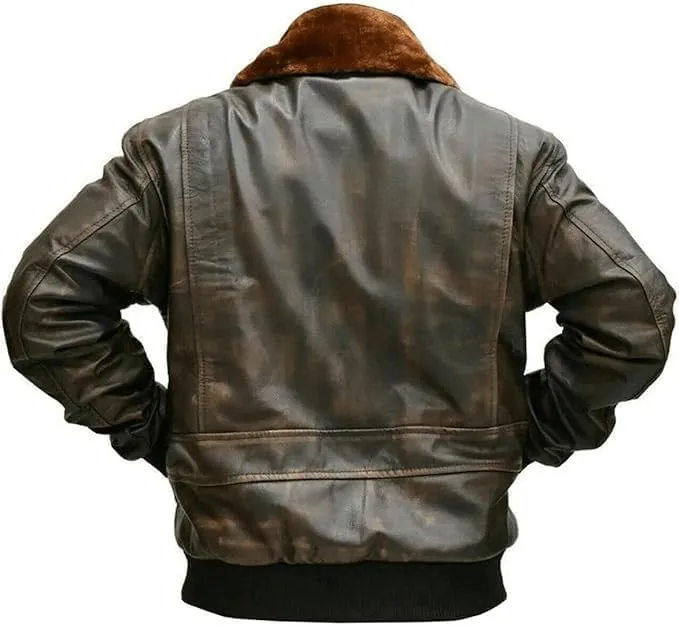 Men's A2 Leather Jacket | Aviator Flight Pilot Bomber Jacket | Motorcycle style Leather Jacket
