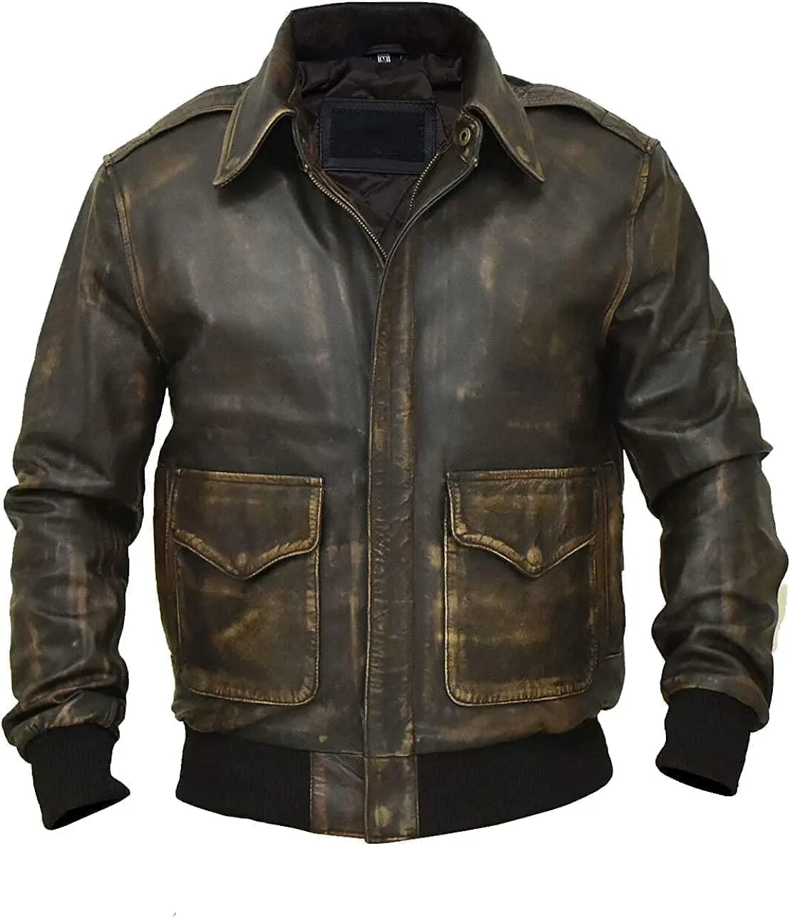 Men's A2 Leather Jacket | Aviator Flight Pilot Bomber Jacket | Motorcycle style Leather Jacket