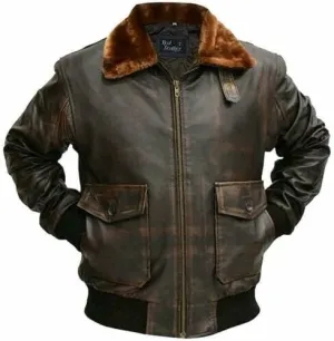 Mens Air Force A2 Bomber Jacket WWII Aviator Flight USAAF Brown Leather Pilot Jacket